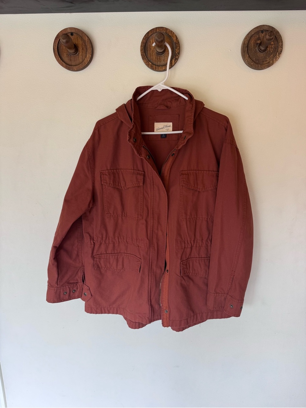 Universal Thread Women's Rust burnt orange Utility Jacket with Hood size XL